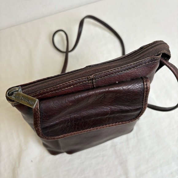 LE DONNE Vintage Genuine Leather Crossbody Bag Purse Minimalist Neutral Boho - Picture 9 of 14